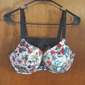 Torrid plunge push up print straight back bra tattoo 42DD